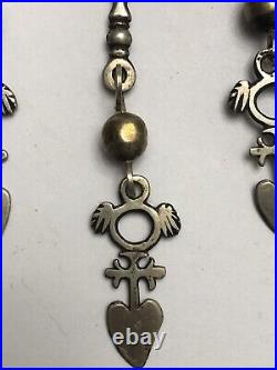 Rare Vintage Large Sterling Yalalag Pendant Cross Figural Female Angel Heart