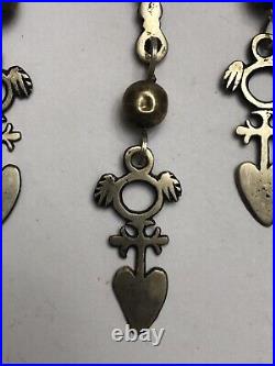 Rare Vintage Large Sterling Yalalag Pendant Cross Figural Female Angel Heart