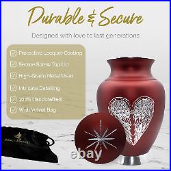 Red Angel Wings Urn for Adults Large Cremation Urn for Ashes Adult with Bag