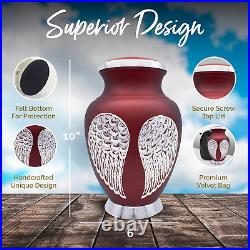 Red Angel Wings Urn for Human Ashes Adult Female Upto 200Lbs Adult Urns for