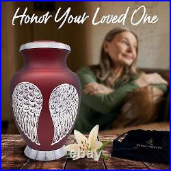 Red Angel Wings Urn for Human Ashes Adult Female Upto 200lbs Large, Blue