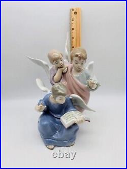 Retired Lladro 5495 Lg. Angelic Choir 3 Winged Angels Singing Porcelain Figurine