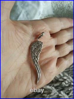 Retired Thomas Sabo Glam & Soul Large Angel Wing Feather Pendant Clear Cz Stone
