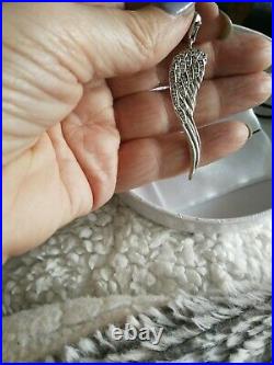 Retired Thomas Sabo Glam & Soul Large Angel Wing Feather Pendant Clear Cz Stone