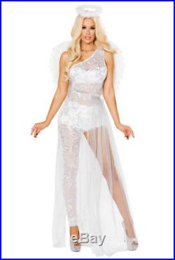Roma womens White winged angel catsuit costume
