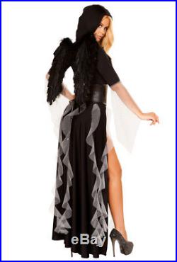 Roma womens high end black winged angel costume