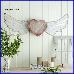Rustic Angels Wings Wall Decor Metal Wood Distressed Barn Farmhouse Country Art