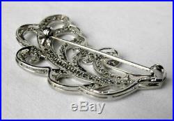 STUNNING Large 18k White Gold Feather Angel Wing Pendant Brooch Italy 9.9 gr