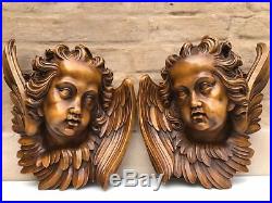 SUPER SALE! Top Quality Large Walnut Winged Angels / Putti's/Cherubs circa 1900
