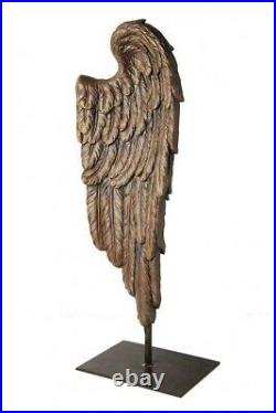 Sculpture Angel Wing Large Chestnut Ebony Black Poly Resin Wood Seat