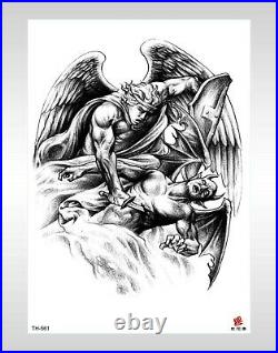 Sexy tattoos angel wing warrior fighting devil large 8.25 arm tattoo