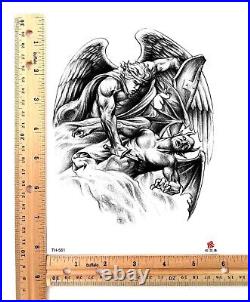Sexy tattoos angel wing warrior fighting devil large 8.25 arm tattoo