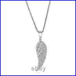 Silver with Large Textured Angel Wing Pendant