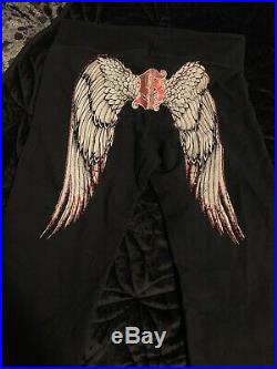 Sinful Sweat Pants Black With Angel Wings Hard To Find Large