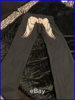 Sinful Sweat Pants Black With Angel Wings Hard To Find Large
