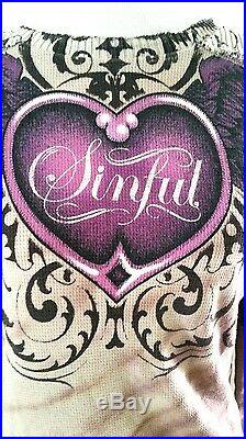 Sinful Tattoo Angel Wing Knit Top The Buckle Sz L 12 14