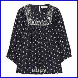 Skall Studio Delphine Blouse Provence Floral Printed Navy Long Sleeve Top L NEW