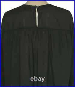 Skall Studio Lupine Blouse Pintuck Black Lace Ruffle Long Sleeve Oversized Top L