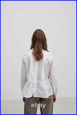 Skall Studio Mallow Shirt Pintuck Button Lace Roasted White Blouse Top NEW L 42