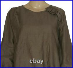 Skall Studio Ruffle Long Sleeve Round Neck Tunic Gray Blouse Top Large L NEW