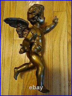 Solid large victorian Bronze/Brass Winged Cherub/Angels