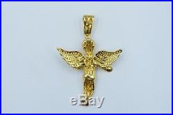 Sterling Silver 925 Yellow Gold Angel Wings Large Pendant Iced Out CZ