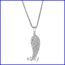 Sterling Silver with Large Textured Angel Wing Pendant