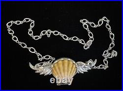 Sterling silver Large Bezeled Hawaiian Sunrise Shell Angel Wings Necklace