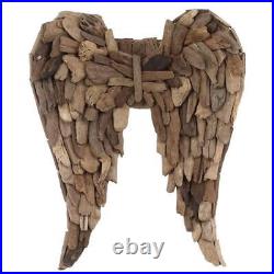 Storied Home Angel Wings Wall Sculpture Wood Material Beach and Nautical Brown
