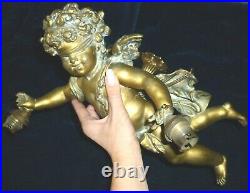 Stunning French Large Antique Chandelier Winged Angel Cherub