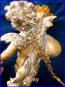 Stunning French Large Antique Chandelier Winged Angel Cherub
