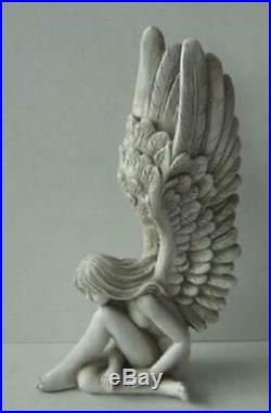 Stunning Resin Cherub Angel Statues Ornament Figurine With Large Wings 38cm NEW