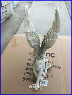 Stunning Resin Cherub Angel Statues Ornament Figurine With Large Wings 38cm NEW