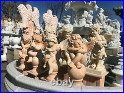 Super adorable carved solid marble winged baby angel cherubs sculpture statues