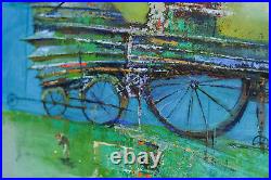 Surrealism oil painting, Original Abstract art, Wing Blue Large painting, Canvas