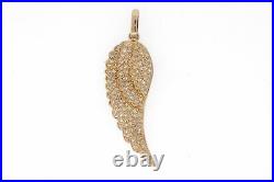 Sydney Evan Diamond Pendant Necklace Angel Single Wing 14k Rose Gold 1.75 Large