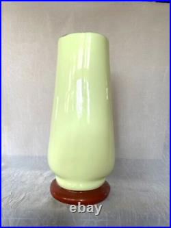 Tall 12.5 Antique Opaline Bristol Glass Footed Winged Cherub Vase