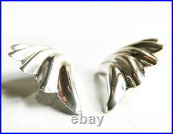Taxco Mexico Sterling Silver 925 Large Angel Wings Clip Earrings 19.79 gr 2