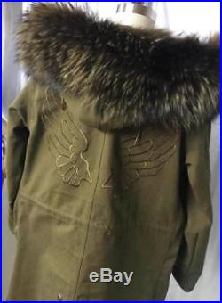 The Feathered Serpent Army Angel Wings Parka UK 12 Real fur lined