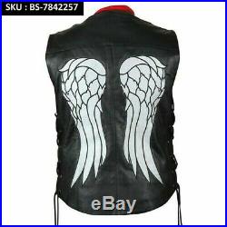 The Walking Dead Governor Daryl Dixon Angel Wings Genuine Cowhide Leather Vest