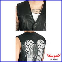 The Walking Dead Governor Daryl Dixon Angel Wings Leather Vest Jacket For Mens