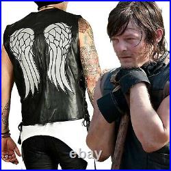 The Walking Dead Governor Leather Vest Jacket Daryl Dixon Angel Wings Vest