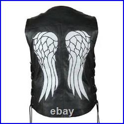 The Walking Dead Spine Spark Vest Daryl Dixon Angel Wings Black Leather Vest