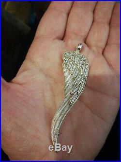 Thomas Sabo Glam & Soul Very Large Angel Wing Feather Pendant Clear Cz Stones