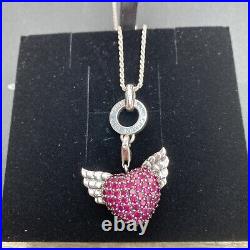 Thomas Sabo Red Pave Winged Heart Large Pendant 60cm strong Chain Boxed Retired