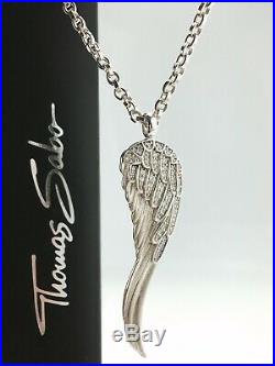 Thomas Sabo Sterling Silver Glam & Soul Large Angel Wing Stone Pendant & Chain