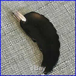 Thortiuda Large Angel Wing Etched Black Glass Sterling Silver 925 Pendant