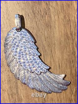 Thortiuda X-Large Angel's Wing withCZs Pendant, Sterling withRhodium, 2 1/2 Long