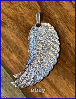 Thortiuda X-Large Angel's Wing withCZs Pendant, Sterling withRhodium, 2 1/2 Long