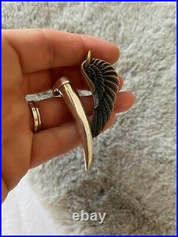 Tilly Sveaas Silver Service Large Silver Horn Pendant And Large Angel Wing